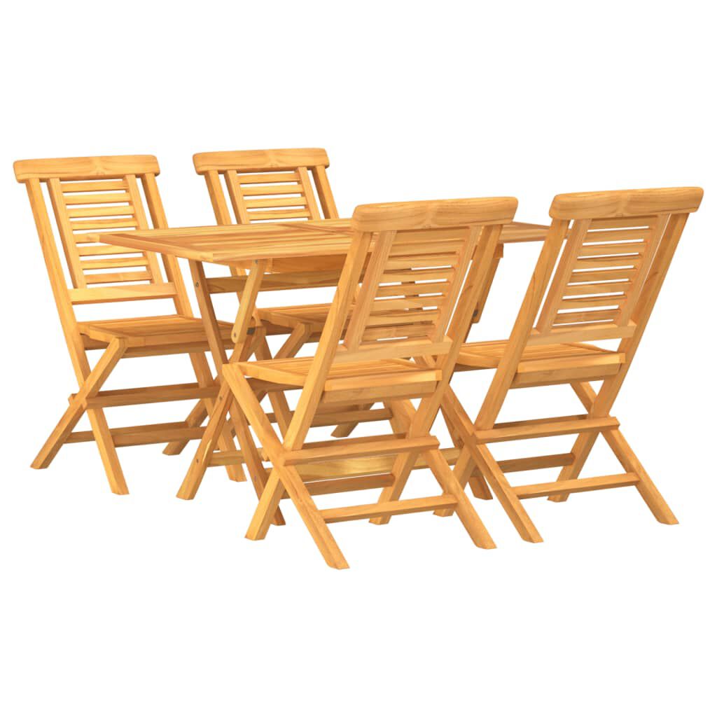 vidaXL 5 Piece Garden Dining Set Solid Wood Teak