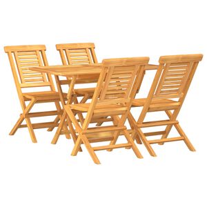 vidaXL 5 Piece Garden Dining Set Solid Wood Teak
