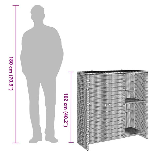 vidaXL Storage Cabinet Black 100x36x102 cm Rattan