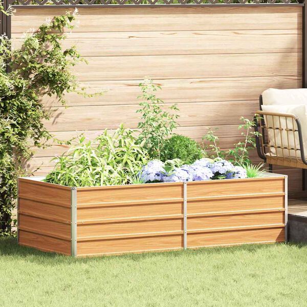 vidaXL Garden Raised Bed 160x80x45 cm Galvanized Steel Silver