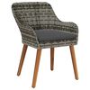 vidaXL Garden Dining Set with Cushion 7 pcs Grey Poly Rattan