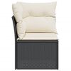 vidaXL Garden Sofa Corner with Cushions Black Poly Rattan