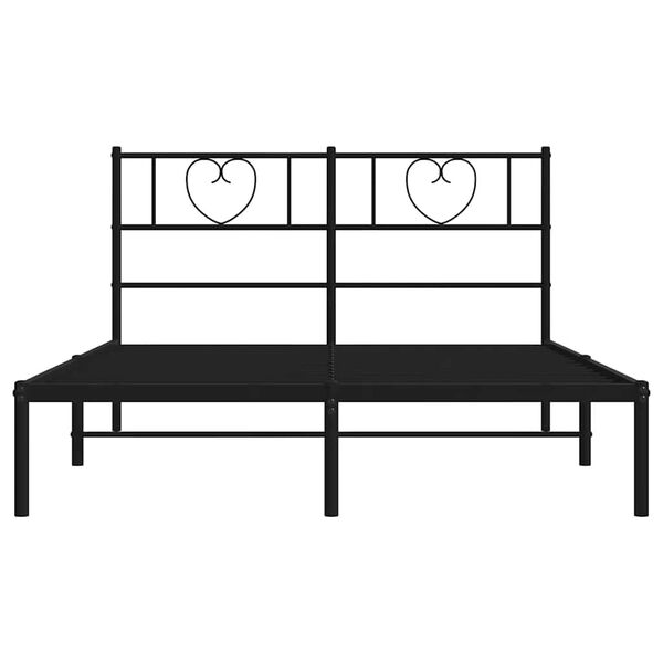 vidaXL Metal Bed Frame without Mattress with Headboard Black 150x200cm