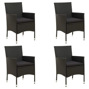 vidaXL Garden Chairs with Cushions 4 pcs Poly Rattan Black