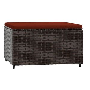 vidaXL Garden Footrest with Cushion Brown Poly Rattan