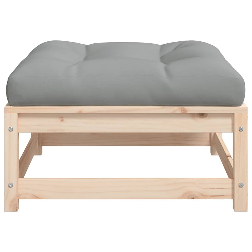 vidaXL Garden Footstool with Cushion Solid Wood Pine