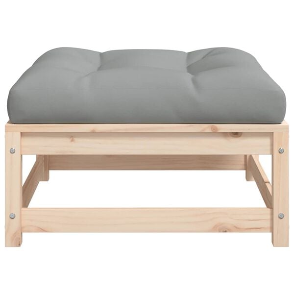 vidaXL Garden Footstool with Cushion Solid Wood Pine