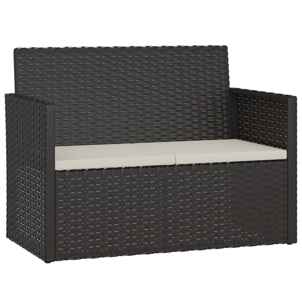vidaXL Garden Bench with Cushions Black 105 cm Poly Rattan