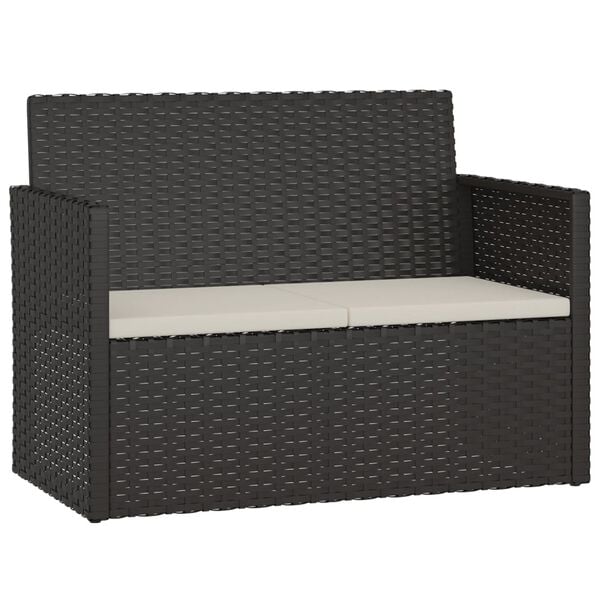 vidaXL Garden Bench with Cushions Black 105 cm Poly Rattan