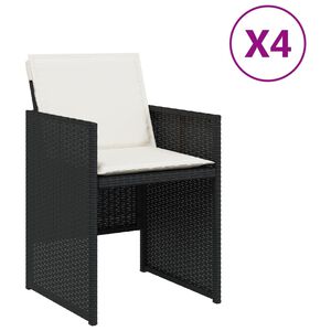 vidaXL Garden Chairs with Cushions 4 pcs Black Poly Rattan