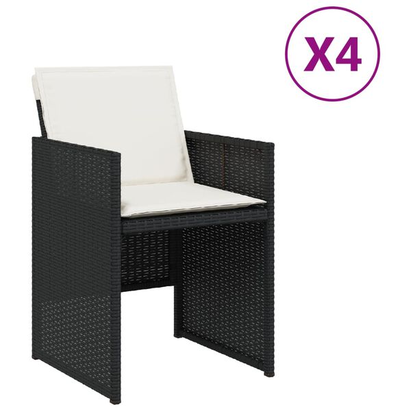 vidaXL Garden Chairs with Cushions 4 pcs Black Poly Rattan