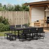 vidaXL 11 Piece Garden Dining Set with Cushions Black Textilene