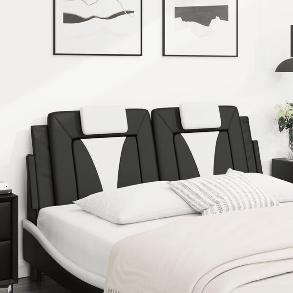 vidaXL Headboard Cushion "Viana" Black and White 152 cm Queen Faux Leather