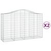 vidaXL Arched Gabion Baskets 2 pcs 200x50x120/140 cm Galvanised Iron