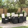 vidaXL Garden Dining Set with Cushion 7 pcs Black Poly Rattan