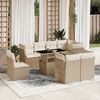 vidaXL 9 Piece Garden Sofa Set with Cushions Beige Poly Rattan