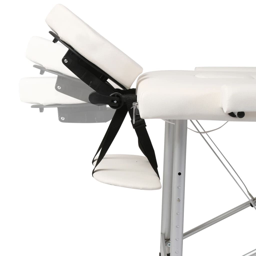 vidaXL Cream White Foldable Massage Table 2 Zones with Aluminium Frame