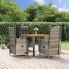 vidaXL 5 Piece Garden Dining Set with Cushions Grey Poly Rattan