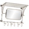 vidaXL Luggage Rack with Coat Hangers & Mirror Wall Mounted Aluminium