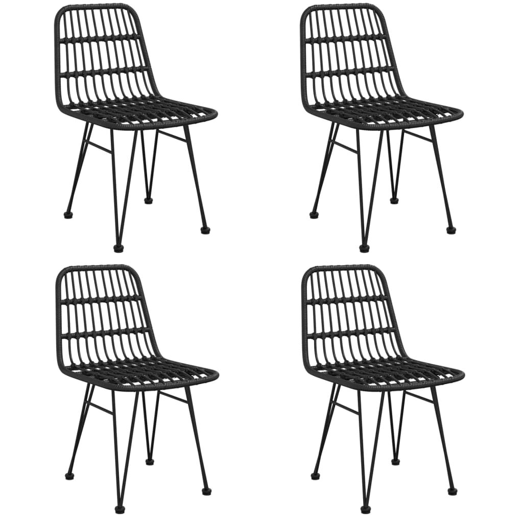 vidaXL 5 Piece Garden Dining Set Black Poly Rattan