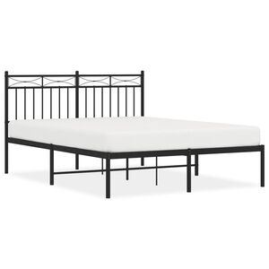 vidaXL Metal Bed Frame without Mattress with Headboard Black 135x190cm