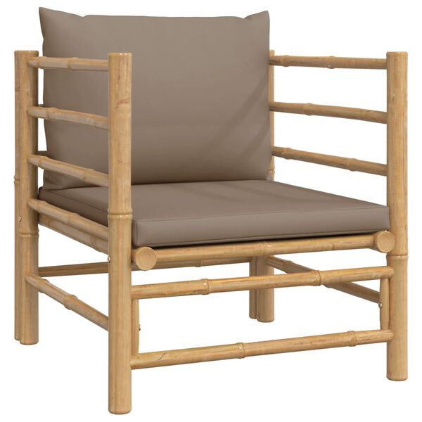 vidaXL 8 Piece Garden Lounge Set with Taupe Cushions Bamboo