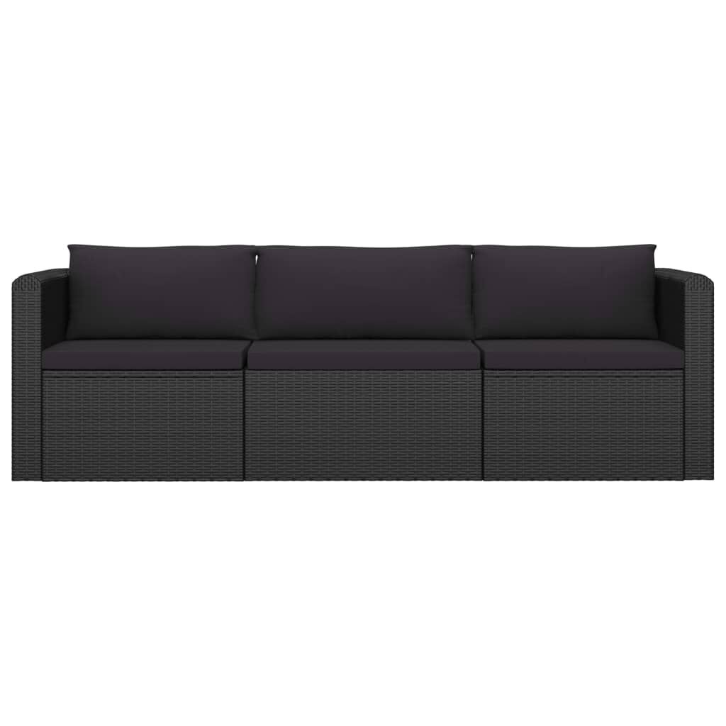 vidaXL 8 Piece Garden Lounge Set with Cushions Poly Rattan Black