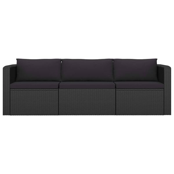vidaXL 8 Piece Garden Lounge Set with Cushions Poly Rattan Black