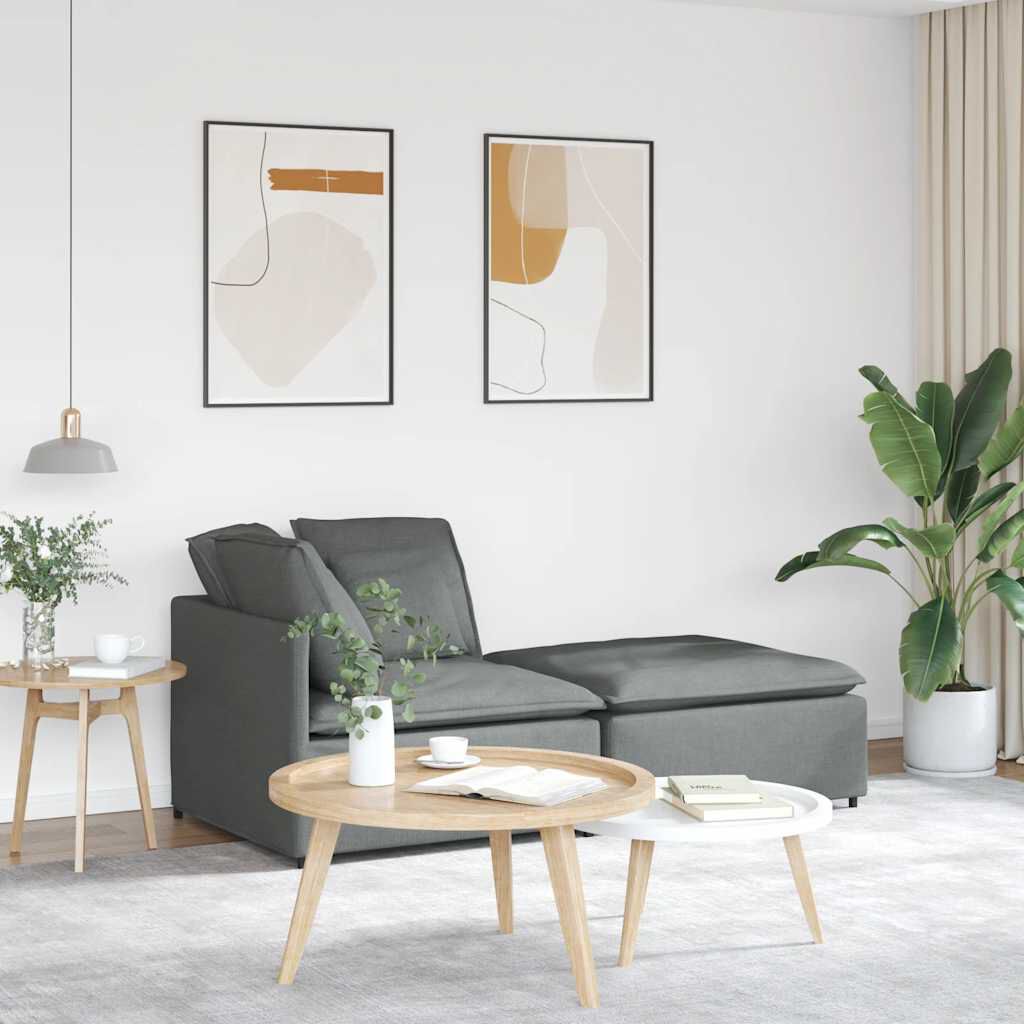 vidaXL Modular Sofa with Footstool&Cushions Fabric Dark Grey
