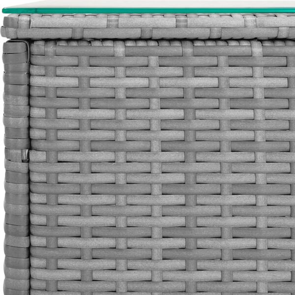 vidaXL Side Table Grey 40x37x40.5 cm Poly Rattan and Tempered Glass