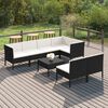 vidaXL 8 Piece Garden Lounge Set with Cushions Poly Rattan Black