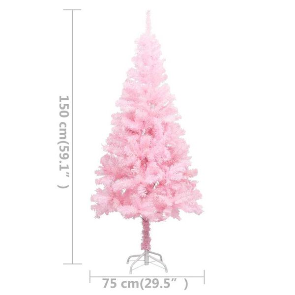 vidaXL Artificial Pre-lit Christmas Tree with Ball Set Pink 150 cm PVC
