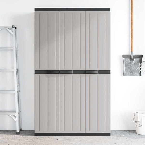 vidaXL Outdoor Storage Cabinet Grey and Black 97x37x165 cm PP