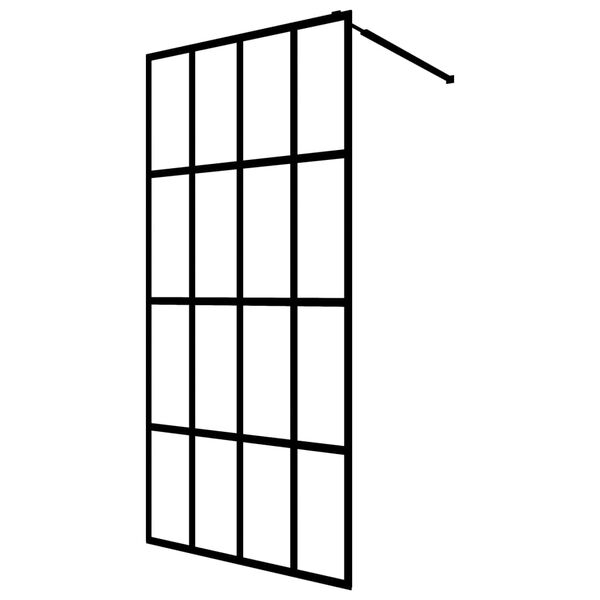 vidaXL Walk-in Shower Wall with Shelf Black 80x195 cm ESG Glass&Aluminium