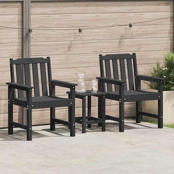 vidaXL Garden Dining Chair 2 pcs Black 65.5 x 59 x 88 cm HDPE