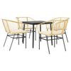 vidaXL 5 Piece Garden Dining Set with Cushions Brown Poly Rattan Glass