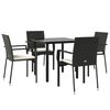 vidaXL 5 Piece Garden Dining Set with Cushions Black Poly Rattan