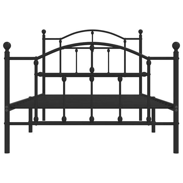 vidaXL Metal Bed Frame without Mattress with Footboard Black 100x190cm