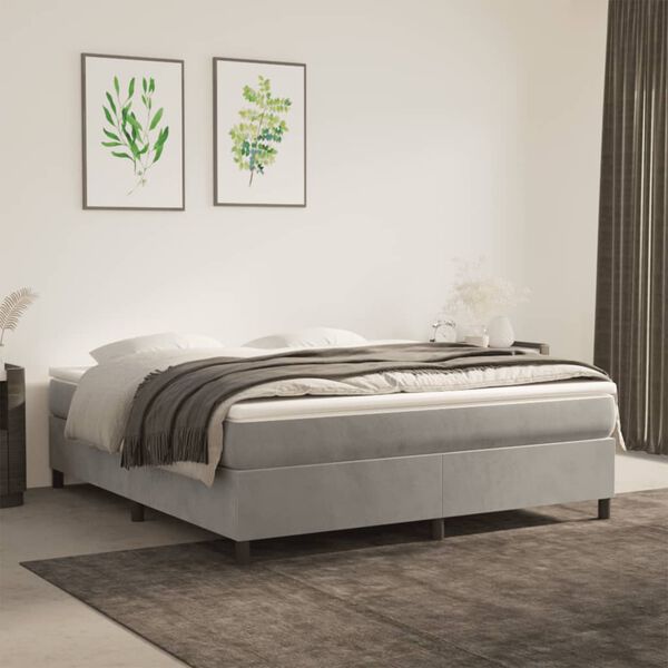 vidaXL Bed Frame without Mattress Light Grey California King Velvet (US Only)