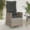 vidaXL Reclining Garden Chair with Cushions Grey Poly Rattan