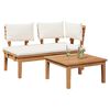 vidaXL Garden Bench 2 pcs Cream and Brown Solid Teak wood