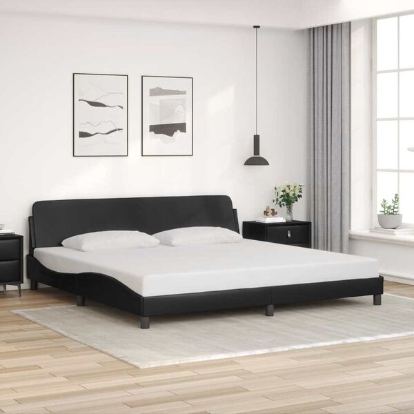 vidaXL Bed Frame "Dover" Black 193x203 cm Faux Leather