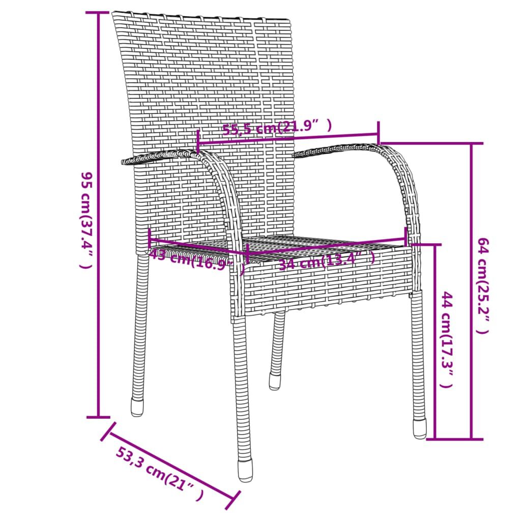 vidaXL 3 Piece Garden Dining Set Poly Rattan Grey