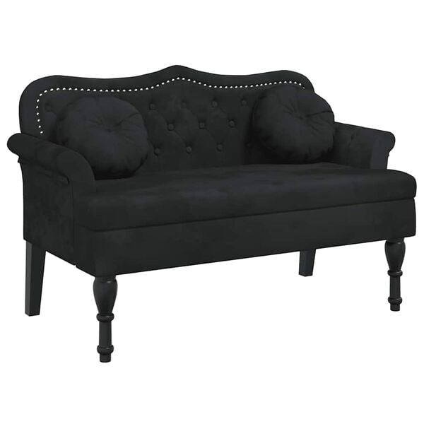 vidaXL Bench with Cushions Black 120.5x65x75 cm Velvet