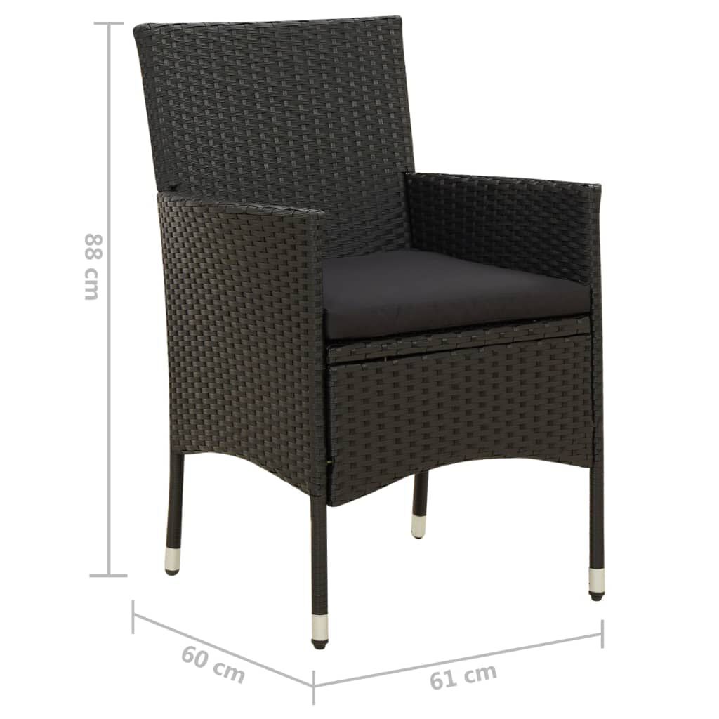 vidaXL Garden Chairs with Cushions 4 pcs Poly Rattan Black