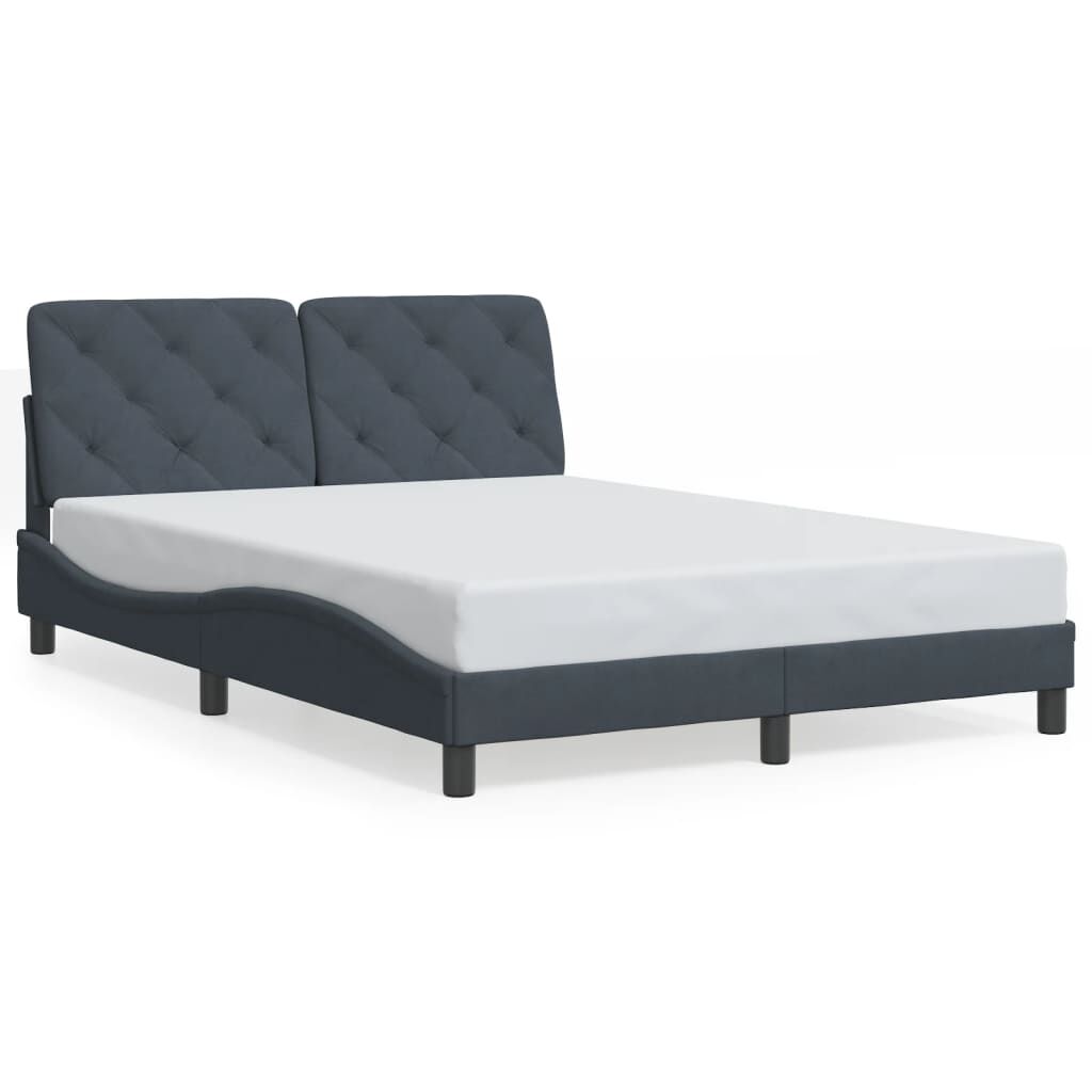 vidaXL Bed Frame with LED without Mattress Dark Grey 137x190 cm Velvet