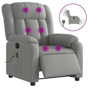 vidaXL Electric Massage Recliner Chair Light Grey Fabric