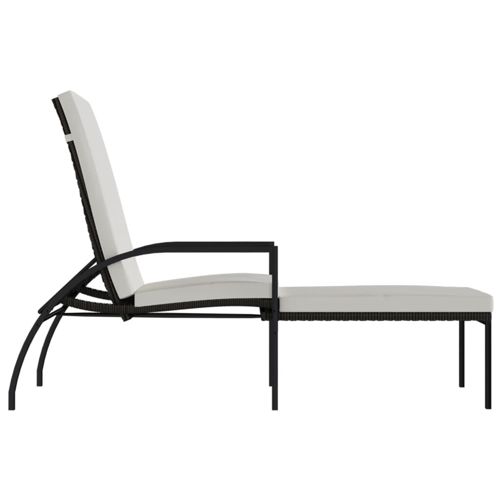 vidaXL Sun Lounger with Footrest PE Rattan Brown
