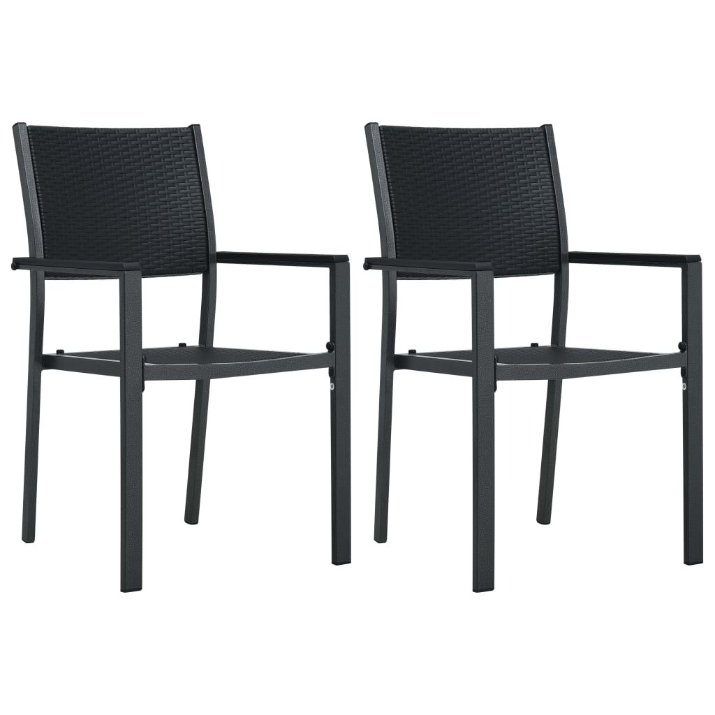 vidaXL Garden Chairs 2 pcs Black Plastic Rattan Look