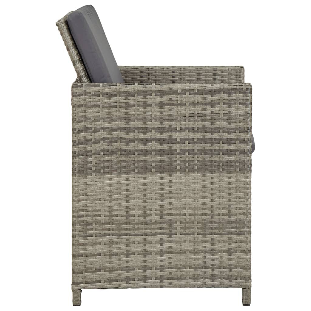 vidaXL Garden Chairs 2 pcs with Cushions Poly Rattan Grey